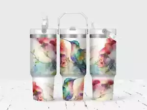 Watercolor Hummingbird 30 Oz Flip Straw Tumbler With Handle - Picture 1 of 1