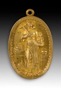 Devotional plaque, Saint Anthony of Padua. Bronze. Spanish School, 17th century - Picture 1 of 2