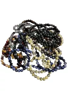 Enorme Lotto 34 Pezzi Bracciale Elastico Agata Flourite Serpentina Mookaite Sodalite 8mm - Foto 1 di 3