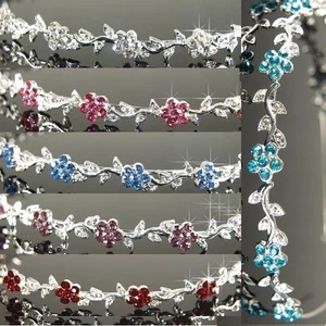 Bridesmaid Flower Girl Prom Crystal Flower Headband Silver TiaraT055t -7 choices - Picture 1 of 18
