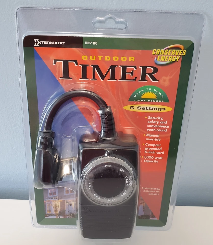 Intermatic Outdoor Timer 6 Settings Dusk Dawn Christmas Light 1000W NEW - Image 1 of 2