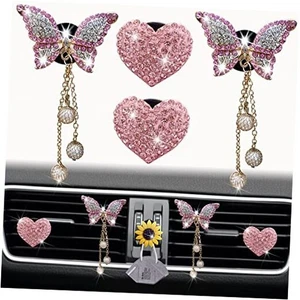 Rosa Herz & Schmetterling Pandent Lüftungsclips, 4 Stück Bling Heart Air  - Bild 1 von 7