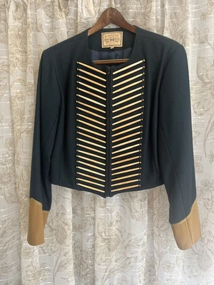 Double D Ranch wear Military Jacket Vintage Size Large Bone Beads - Image 1 of 4