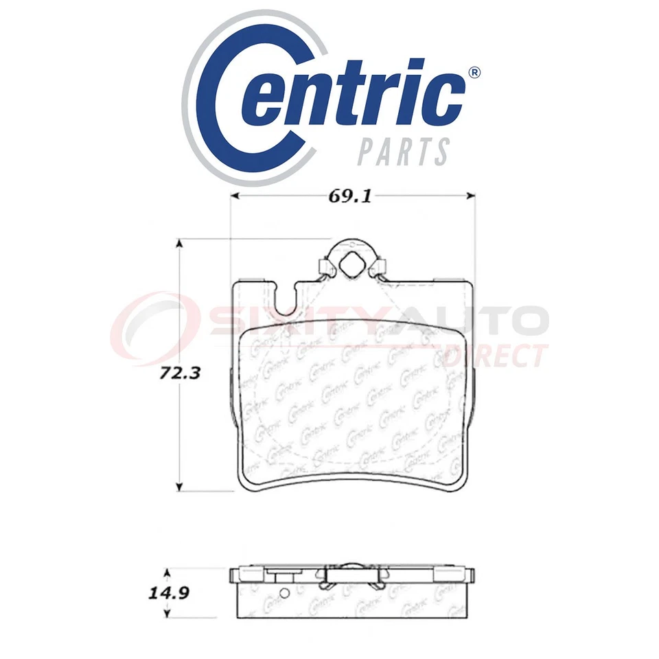 Centric Semi Metallic Brake Pads w Shim for 2000-2003 Mercedes-Benz S430 ki Foto 1 de 4
