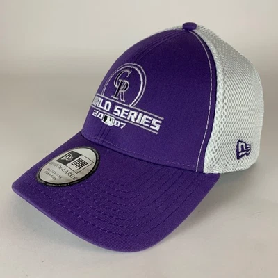Colorado Rockies Purple White New Era 2007 World Series Stretch Fitted Hat New - Image 1 of 4