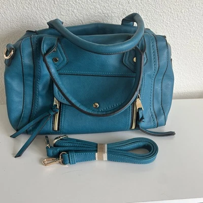 Unbranded Dark Teal Satchel Handbag Shoulder Bag Detachable Crossbody Strap Zip - Image 1 of 4