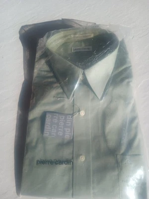 New Pierre Cardin Button Up Dress Shirt, Olive Long Sleeve Mens Size 17  - Image 1 of 4