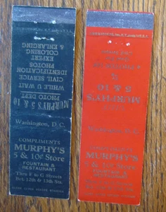 MURPHY'S % & 10 STORE MATCHBOOK COVERS: WASHINGTON, DC EMPTY MATCHCOVERS -A23 - Picture 1 of 1