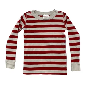 HANNA ANDERSSON Red White Stripe Pajama Top Size 4 100 Boy Girl Holiday - Picture 1 of 3