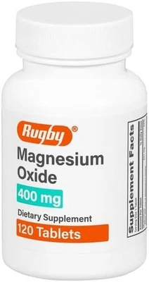 橄榄球氧化镁400毫克120片膳食补充剂无麸质 — 第 1/4 张图片