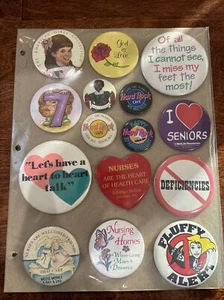 Random Vintage Pin-back Buttons/pins Lot #30 Protected In Sheet - Picture 1 of 5