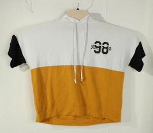 No Boundaries 98 Gold Black White Drawstring Hoodie Short Sleeve Shirt Sz XXL - Picture 1 of 7