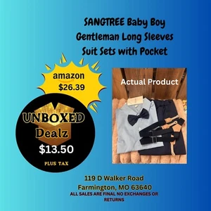 2/3 T Baby Boy Gentleman Long Sleeves Suit Set w/ Pocket - Picture 1 of 1