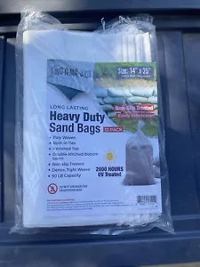 Sand Bags Flooding 14 x 25 12 Pack Empty Ties Heavy Duty UV Treated Stackable - Picture 1 of 5