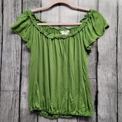 Camisa Sophie Max Mujer Pequeña Verde Manga Gorra Fuera del Hombro Top Blusa Foto 1 de 4