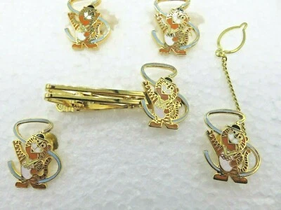 Lindos gemelos y tres pasadores de corbata vintage rojos/dorados/blancos Little Tiger Foto 1 de 4