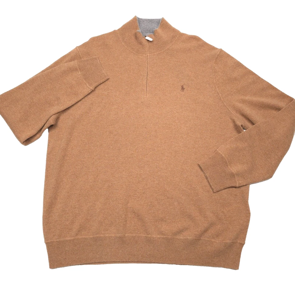 $368 Polo Ralph Lauren Marrón Brezo Lavable Cachemira 1/2 Cremallera Suéter Para Hombres 2XL Foto 1 de 4