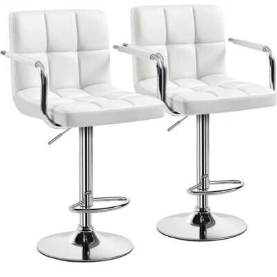 Taburete Giratorio Desayuno Taburete de Bar Taburete Elevador de Gas Altura Ajustable Blanco Juego de 2 Foto 1 de 4