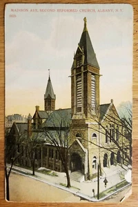 Segunda Iglesia Reformada Albany NY Postal PC Circa 1908 Bosselman Alemania - Imagen 1 de 1