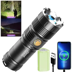 Super Bright Rechargeable 30W LED Flashlight Tactical Powerful Zoom Torch Lamp - Picture 1 of 12