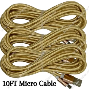 3X 10Ft Micro USB Fast Charger Cable Heavy Duty Charging Cord For Android Phone - Picture 1 of 7