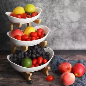 Fruit Bowl for Kitchen Counter - 3 Tier Ceramic Serving Bowls(Dishwasher safe) - Picture 1 of 7