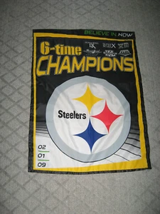 Striscione Pittsburgh Steelers NFL Football 27" X 36" 6 volte Super Bowl Champions - Foto 1 di 3