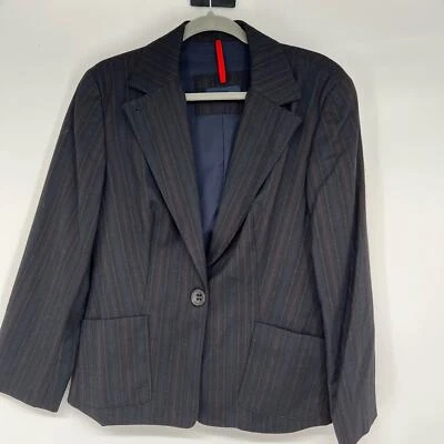 Blazer Piazza Sempione Lana Virgen Rayas Para Mujer Talla 48 EE. UU. 12 Negro Completamente Forrado Foto 1 de 4
