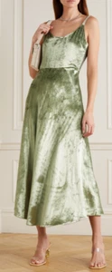 $445 NWT VINCE SCOOP NECK VELVET MIDI SLIP DRESS PISTACHIO GREEN SIZE 4 RARE - Picture 1 of 11
