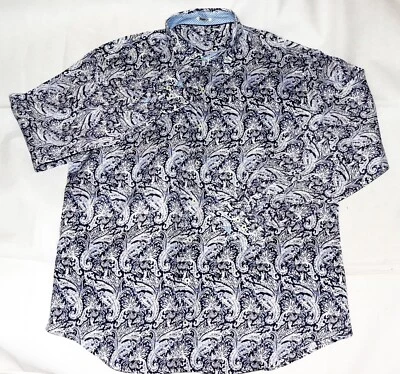 Bugatchi Shaped Fit Mens Long Sleeve Button Up 100% Linen Paisley Shirt Size 2XL - Image 1 of 4