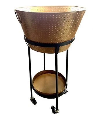 OLD DUTCH INTERNATIONAL Beverage Tub & Tray, with wheeled stand Matte Copper