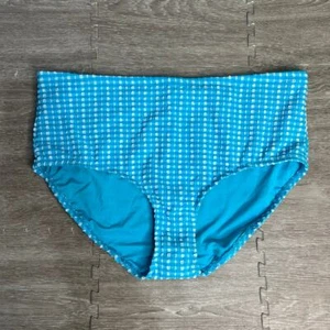 NWT Lane Bryant Women's Blue Checkered High-Waisted Bikini Bottoms Size 14 - Picture 1 of 4