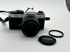 Nikon FE2 35mm SLR Film Camera Silver Body W/Nikkor 50mm Lens Tested + Working