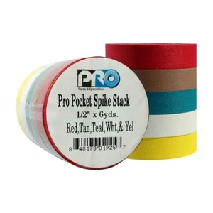 Pro Pocket Spike Stack 1/2"x6yds 5 Bright Colors Matte Cloth Tape  - Picture 1 of 1
