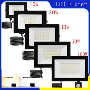 LED Fluter Strahler mit Bewegungsmelder Außen10W-100W 230V Flutlicht IP65 Lampe - Bild 1 von 70