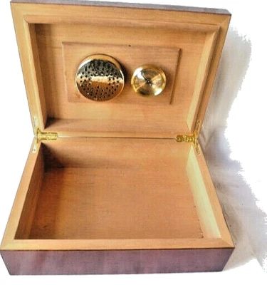 Humidor Zigarrenbox Holz mit Hygrometer 24 x 18 x 9 cm - Bild 1 von 4
