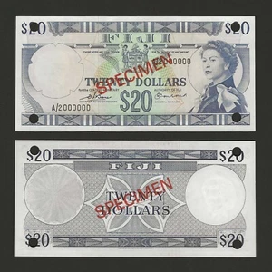 FIJI 20 Dollars 1974, P-75bs SPECIMEN Sign: Barnes - Earland, Original UNC, QEII - Picture 1 of 1
