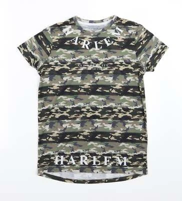 Primark Boys Green Camouflage Polyester blend T-Shirt Size 11-12 Years - Image 1 of 4