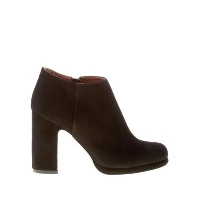 L'AUTRE CHOICE Mujer Zapatos Negro Gamuza Punta Redonda Botín con Cremallera Tacón 9,5 cm Foto 1 de 4