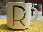 Letter "R" Coffee Mug 14oz White with Gold Enamel Used