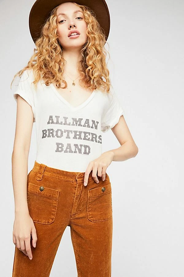 TRUNK LTD MUJER THE ALLMAN BROTHERS BANDA CUELLO EN V TOP MARFIL RARO HECHO EN EE. UU. ¡NUEVO! Foto 1 de 1