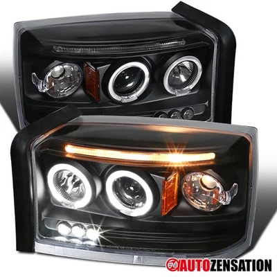 Fit 2005-2007 Dodge Dakota Black LED Halo Projector Headlights Headlamp 05 06 07 - Imagem 1 de 4