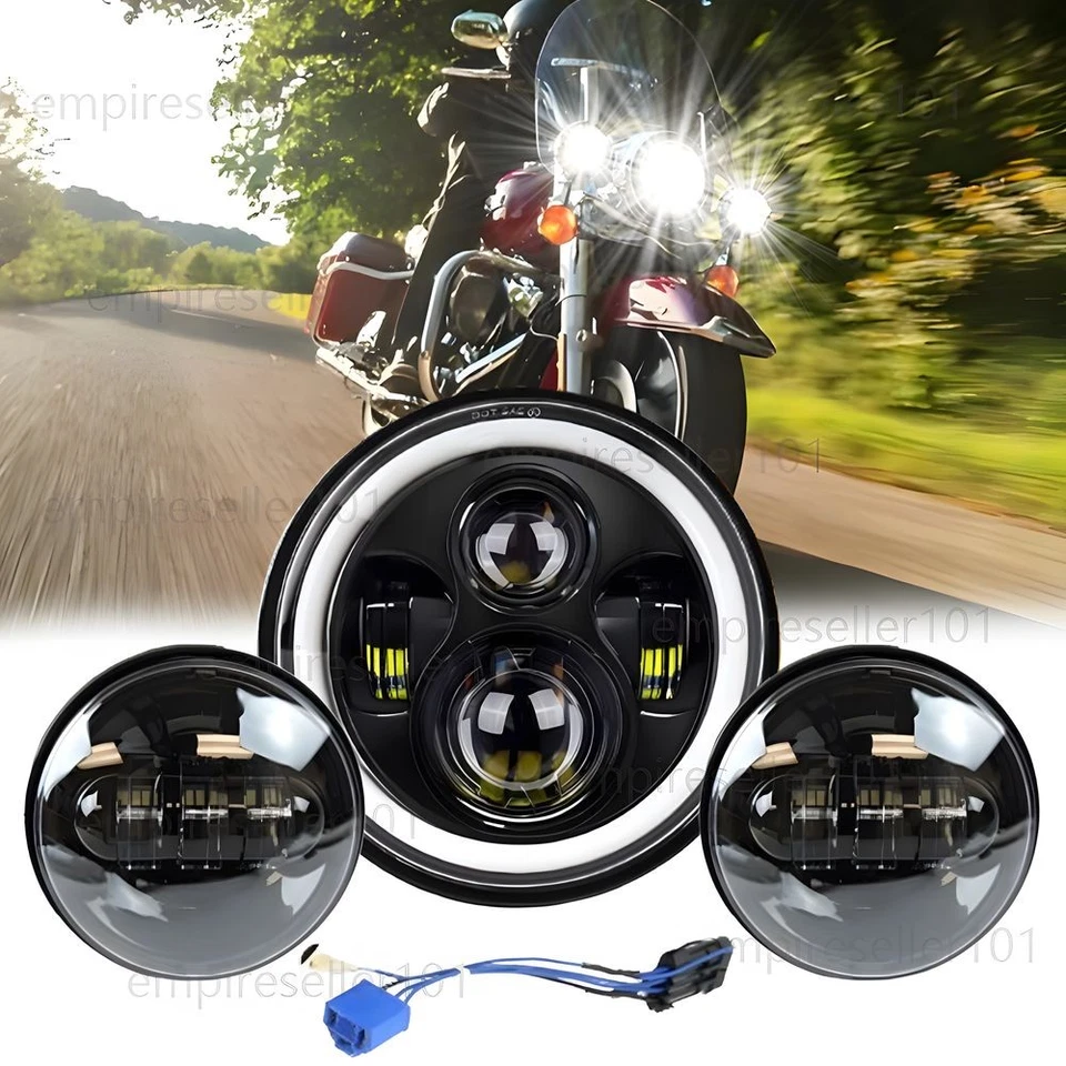 7 дюймов 140 Вт светодиодные фары 4,5 дюйма 60 Вт противотуманные фары проходная лампа для Harley Davidson - Изображение 1 из 4