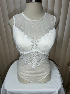 Body perizoma INC ferretto XXL pizzo trasparente floreale bianco concetti internazionali - Foto 1 di 9