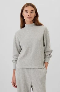 Neu mit Etikett GAP Relaxed Waffel-Keil Thermo Stehkragen L/S T-Shirt Oberteil Pullover grau XS - Bild 1 von 5
