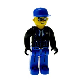 1x Lego Figure 4 Juniors Policeman Man Black Blue Sunglasses 4666 4669 4j008