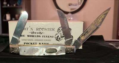 RARE Prototype  FIGHT’N ROOSTER STOCKMAN #068/100 MOP Solingen Scrolled Bolsters - Image 1 of 4