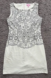 Lilly Pulitzer Size M Julianna 'Lace You There' Ponte Sheath Dress Ivory Black - Picture 1 of 19