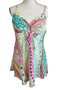 Jams World Damen XL Tank Top Hawaiian Aloha Floral "Swirl" y2k Baby Puppe - Bild 1 von 6
