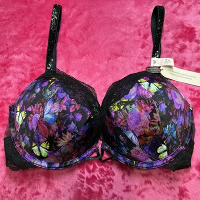 Victoria’s Secret Bombshell Plunge Bra 32D ADDS 2 CUP SIZES NEW Bedazzled Straps - Image 1 of 4